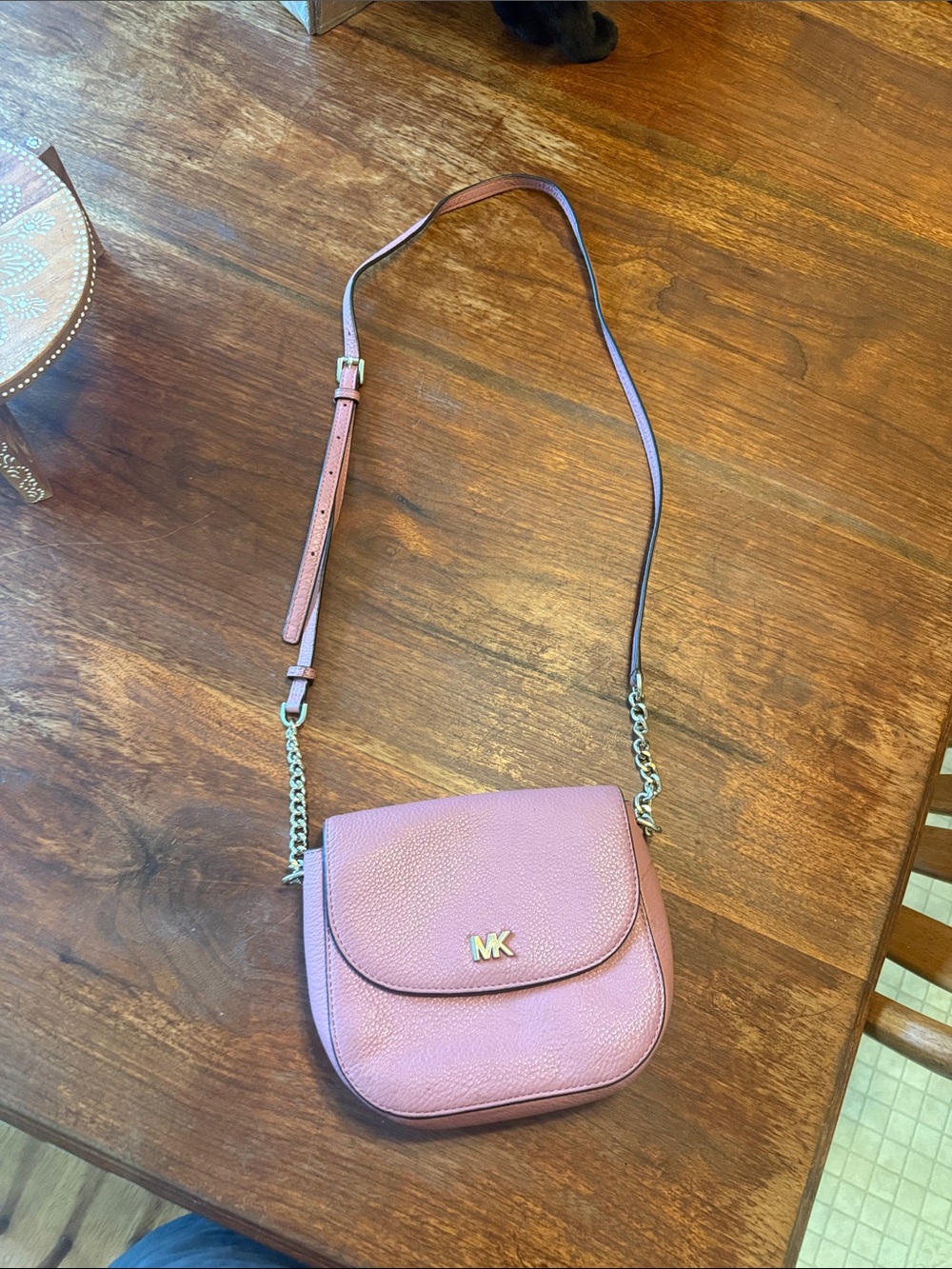 Michael Kors Dusty Pink Pebbled Leather Crossbody with Gold MK